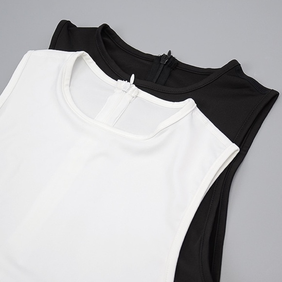 Sleeveless Black Jumpsuit Bodycon stretch minimalist basic - Picture 4 of 11